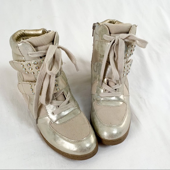 Steve Madden gold wedge sparkly sneaker - Picture 7 of 14